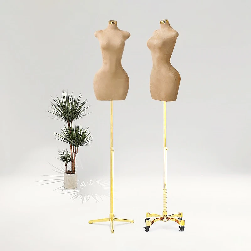 Wholesale Velvet Curvy Female Mannequin Big Hip Women Upper Brown Half