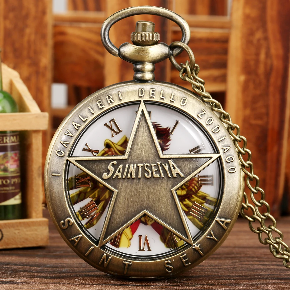 Orologio da tasca con ciondolo ispirato agli anime con stella d'oro
