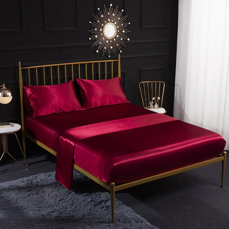 Summer Ice Silk Cheep Bed Sheet Comforter Cover Bedding Set Silk