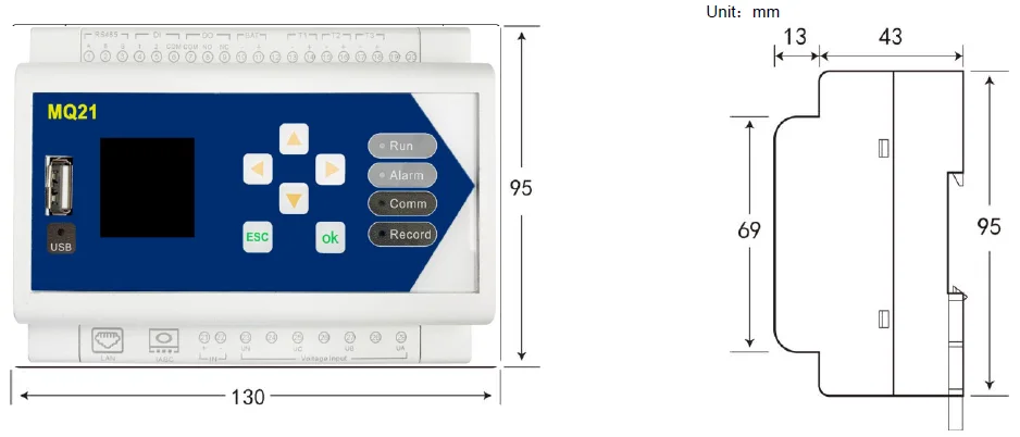 MQ21 Digital Power Energy Meter Electrical Instrument DIN RAIL Rogowski Electrical Energy Loggers