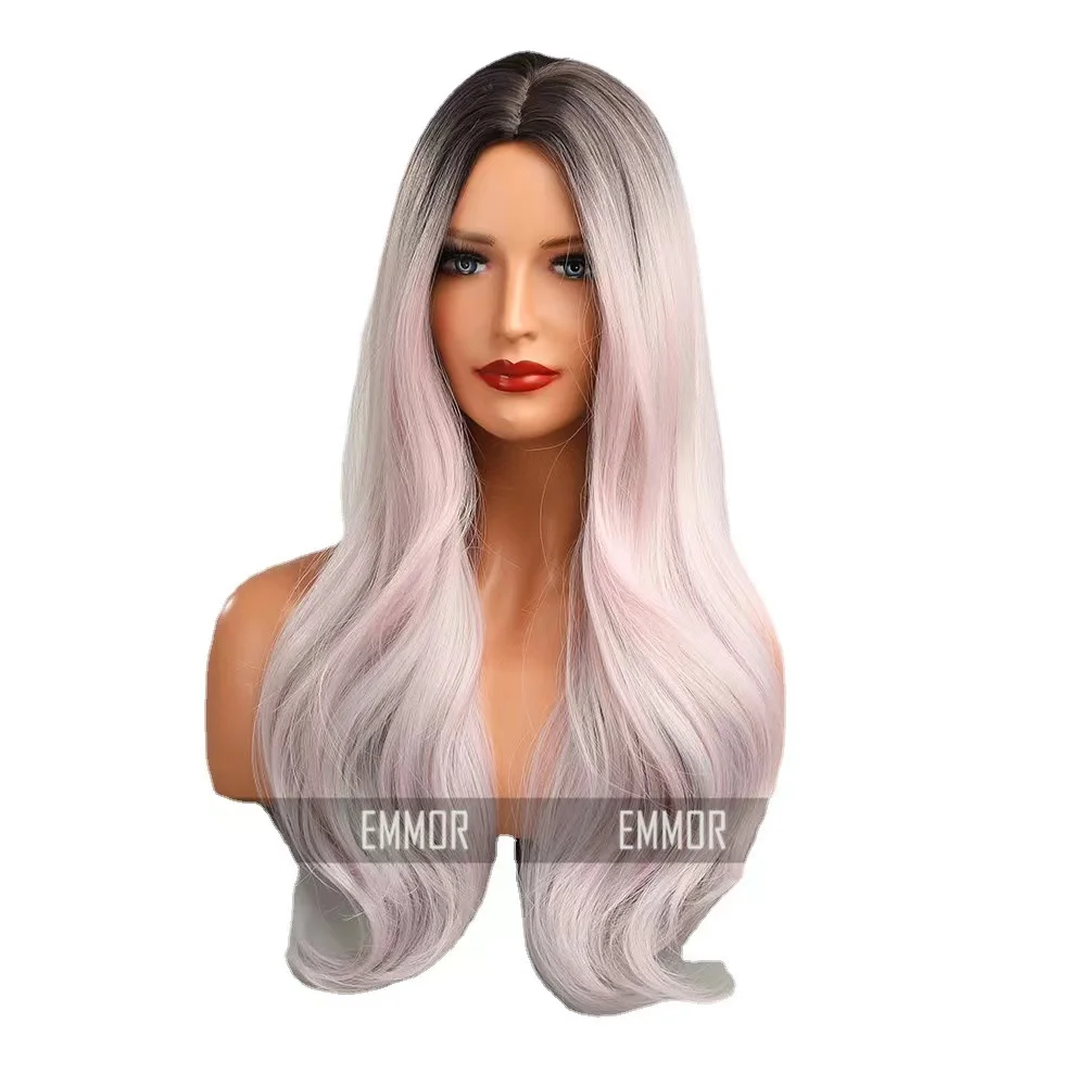 Парик 2022 новый рынок Натуральный светло-розовый парик с градиентом для