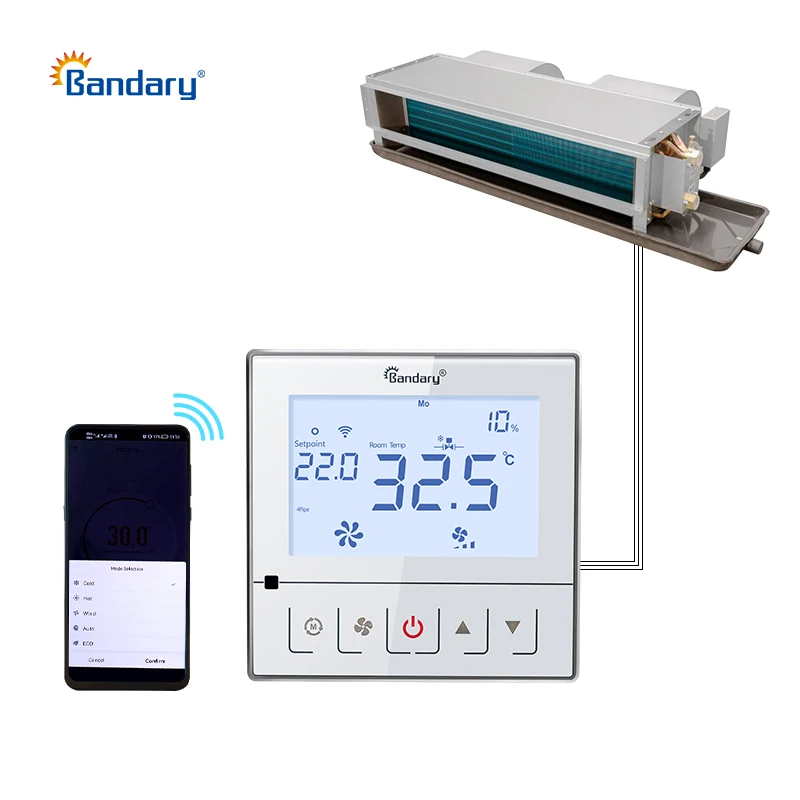 Bandary Lcd Touch Screen Digital RS485 Modbus Fan Coil Programmable Smart Room Thermostat Wifi