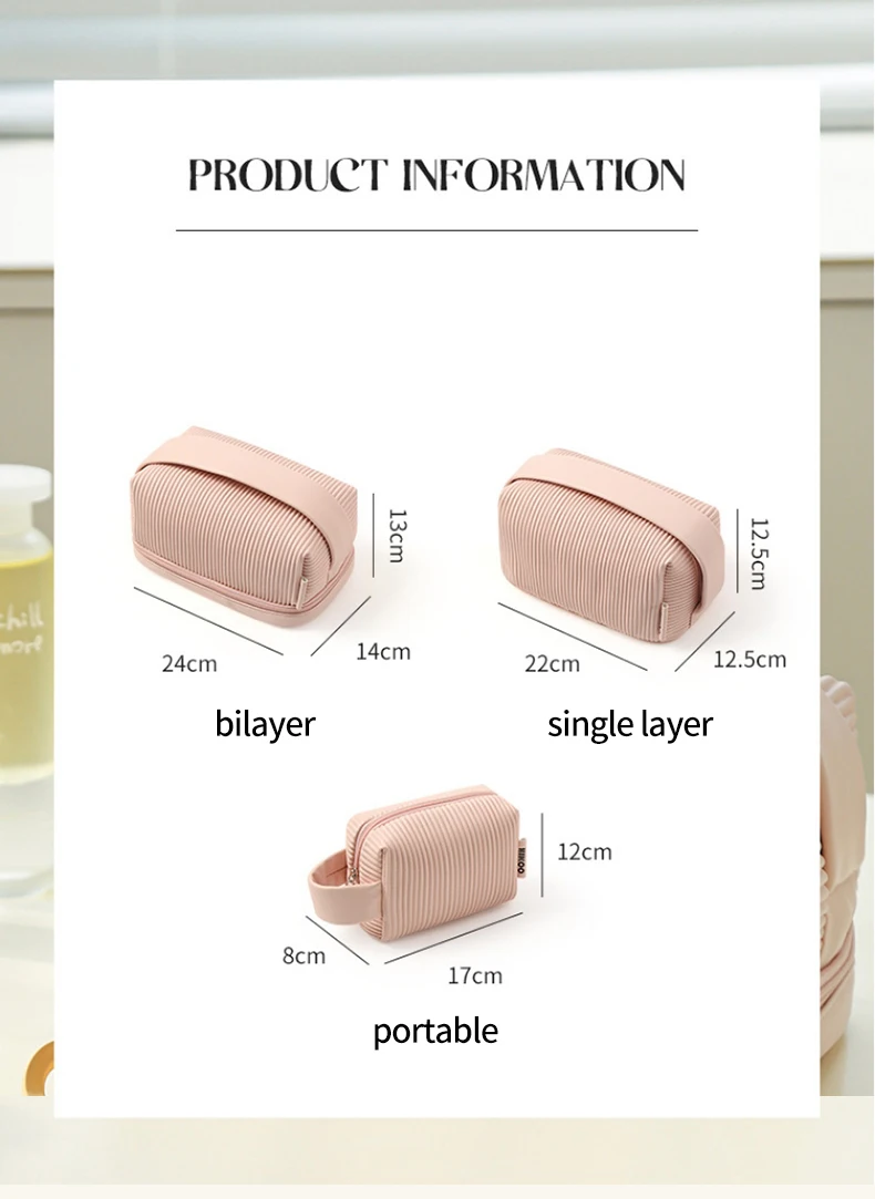 Custom Wholesale Double Layer PU Luxury High-End Travel Makeup Case Organizer Cosmetic Bags For Women