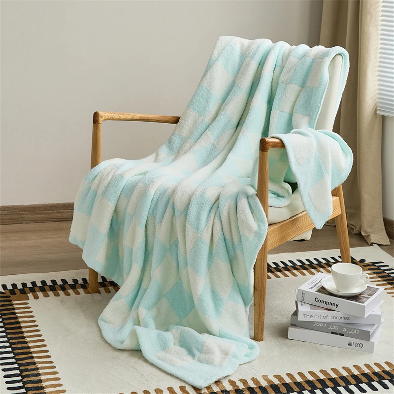 product high quality hot sell  low moq baby bedding checkerboard knitted blanket 2840 for chidren qpg-69