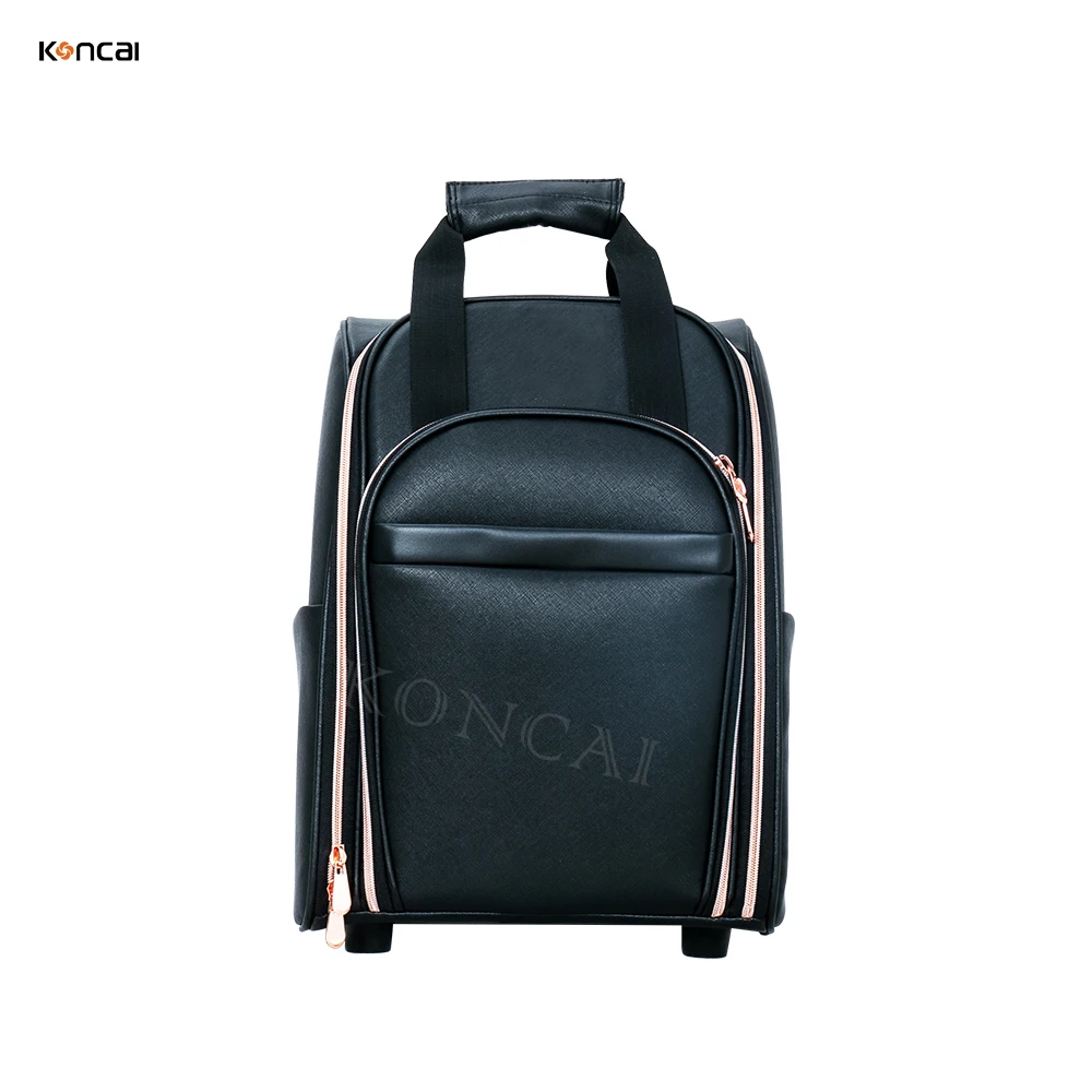 Koncai New Style Classical Black Rolling Cosmetics Suitcase Bag Travel Train Makeup Trolley Case