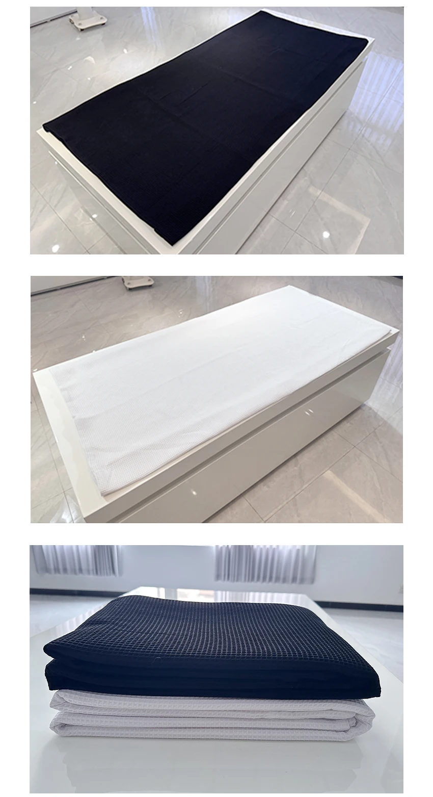 Custom Soft Breathable 100% Cotton Weave Waffle Sauna Blanket Towel Insert for Sauna Blanket for Spa