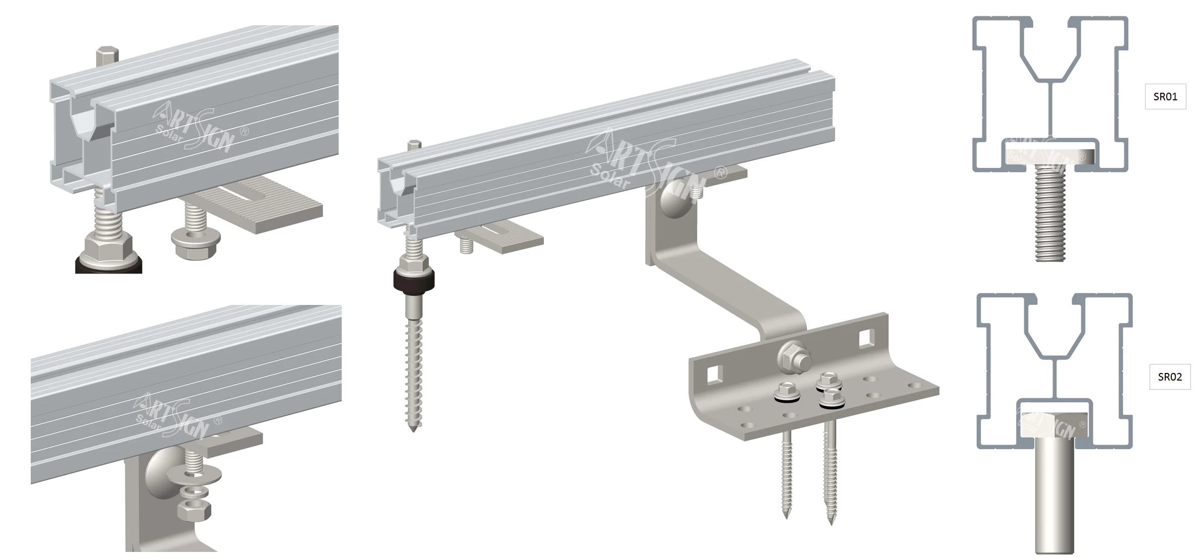 Solar Panel Racking Mounting System Aluminum Solar Railing Solar Roof ...