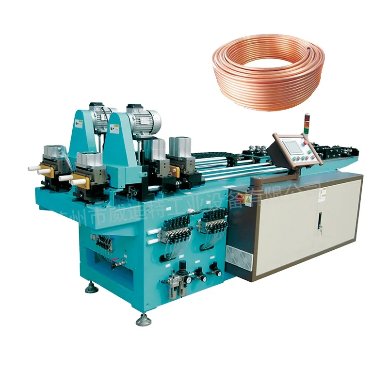 A coil four pipe chip free cutting machine for the water heater industry