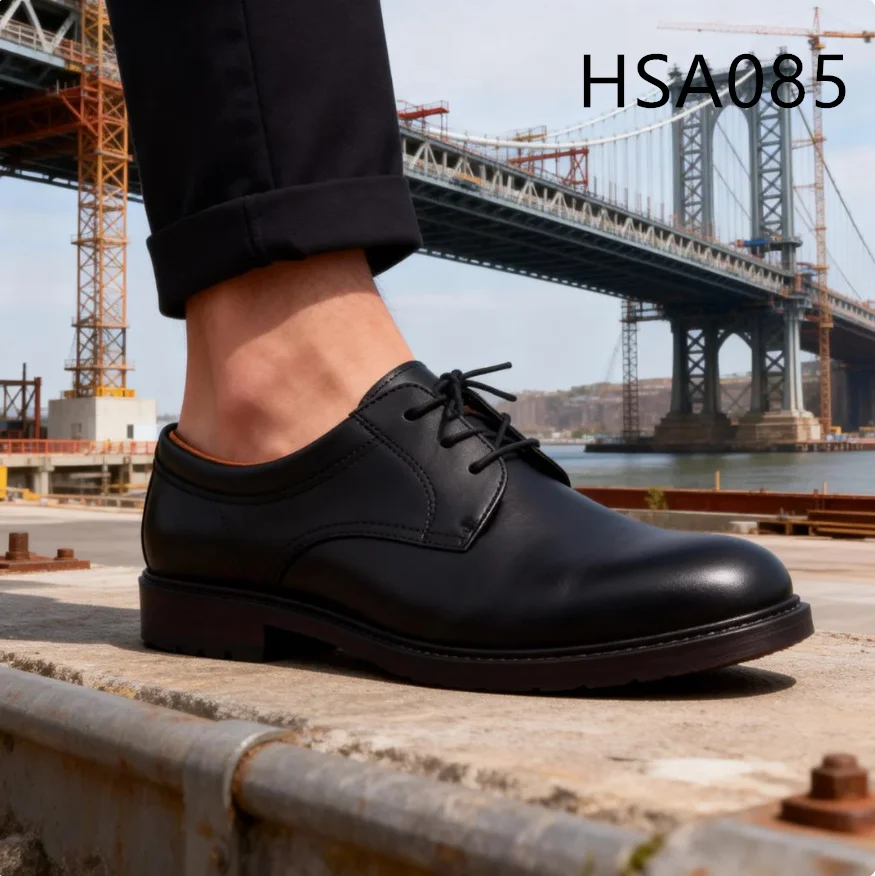 ZYF,Site Inspection Anti-grease Black Manager Safety Shoes Bridge Building Steel Toe Insert Gemba Work Shoes for Sale HSA085