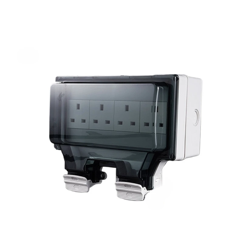 UK Style Outdoor IP66 Waterproof Socket Box 4 Position Exposed Wall ...