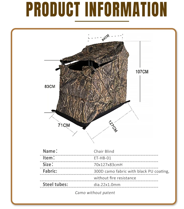 Hitop Custom One Person Waterproof Shooting Camouflage Blind Duck