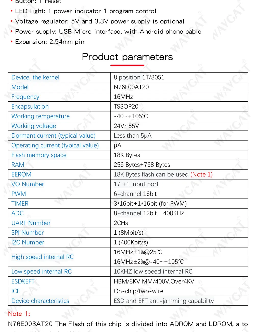 51 C51 Expansion N76E003AT20 Microcontroller Development Board