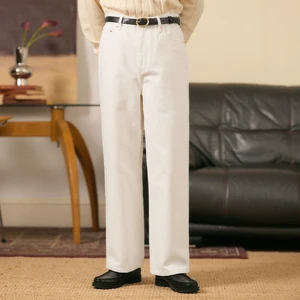 Cotton Washed Retro Casual High Waisted Jeans for Men Spring and Autumn High-quality Loose Straight Leg Wide Leg Pants