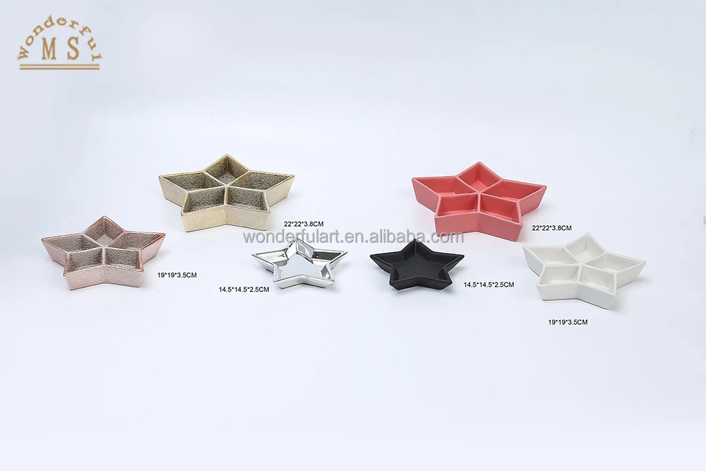 Ceramic serving plate star shaped plate snack dish candy dried fruit plate kitchen tableware tray