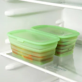 Collapsible Silicone Food Storage Container Meal Prep Bento Lunch Boxes With Lids For Microwave Freezer