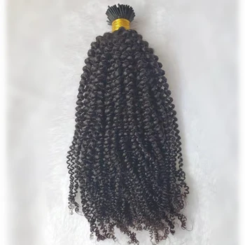 Itip Extension 100% Virgin Brazilian Human Remy Hair Natural Color 4A 4B 4C Afro Kinky Curly I Tip human Hair Extension