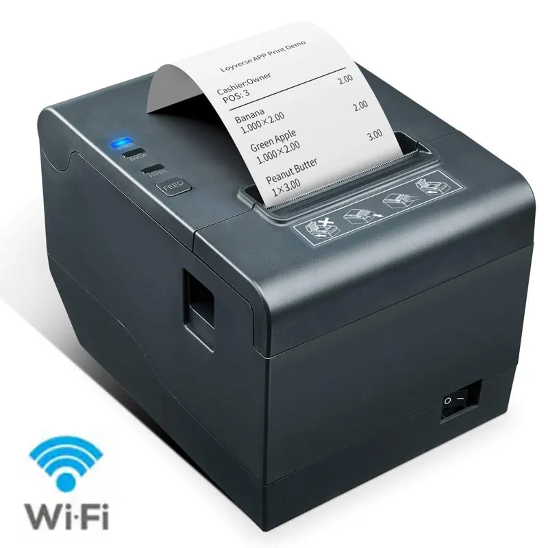 Kefar Wifi Blue Tooth Com Lan USB Port 3inches 80mm Pos Thermal Receipt Bill Printer for Kitchen Android IOS Mobile Phone
