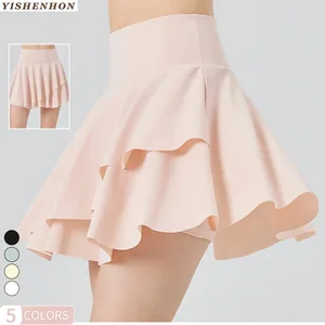 YISHENHON Girls Workout Golf Wear Custom Tennis Skirt High Quality Ladies Workout Dress Wear Custom Pleated Fitness Yoga Skirt