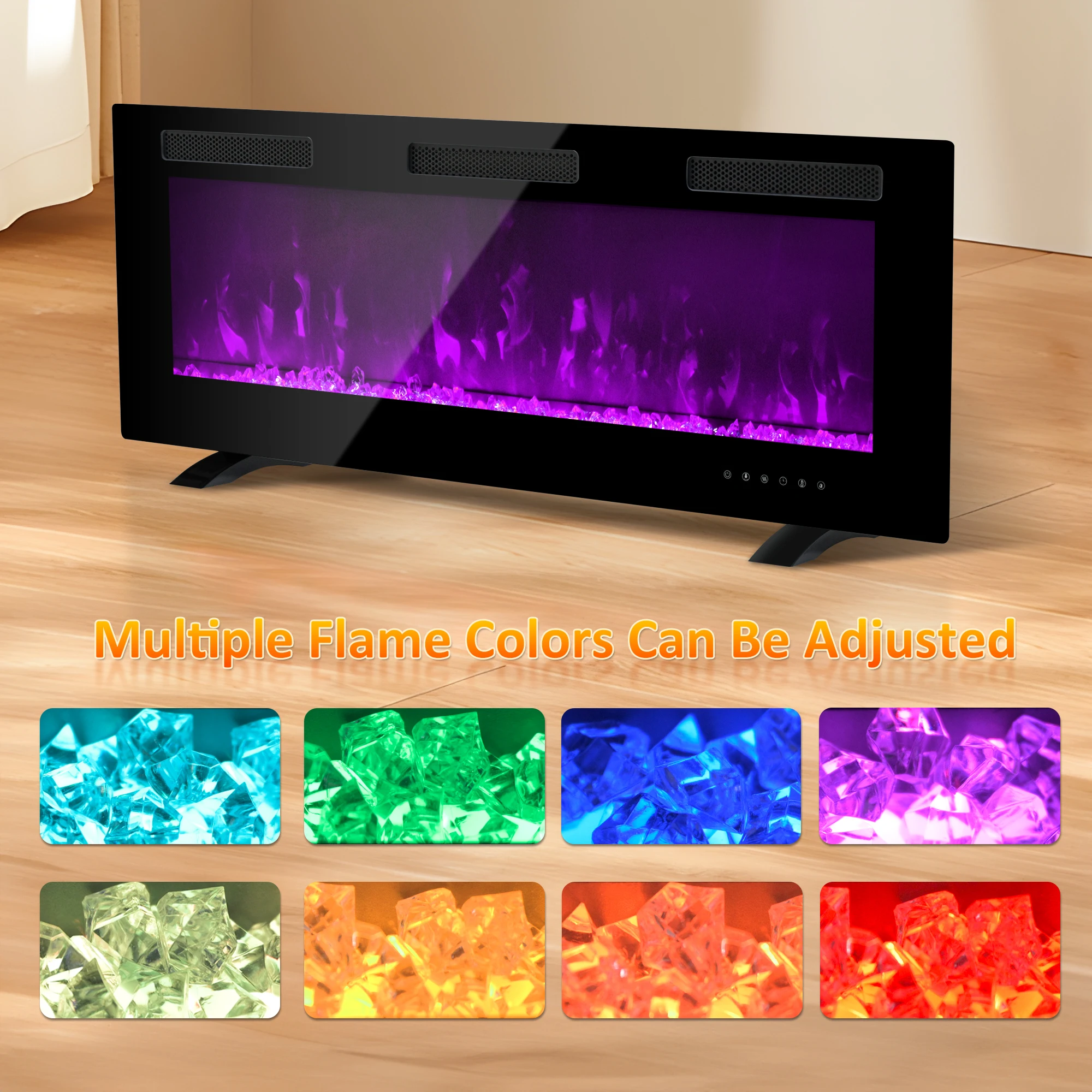 Konwin 50 Inch Recessed And Wall Mounted Electric Fireplace Heater Wfp