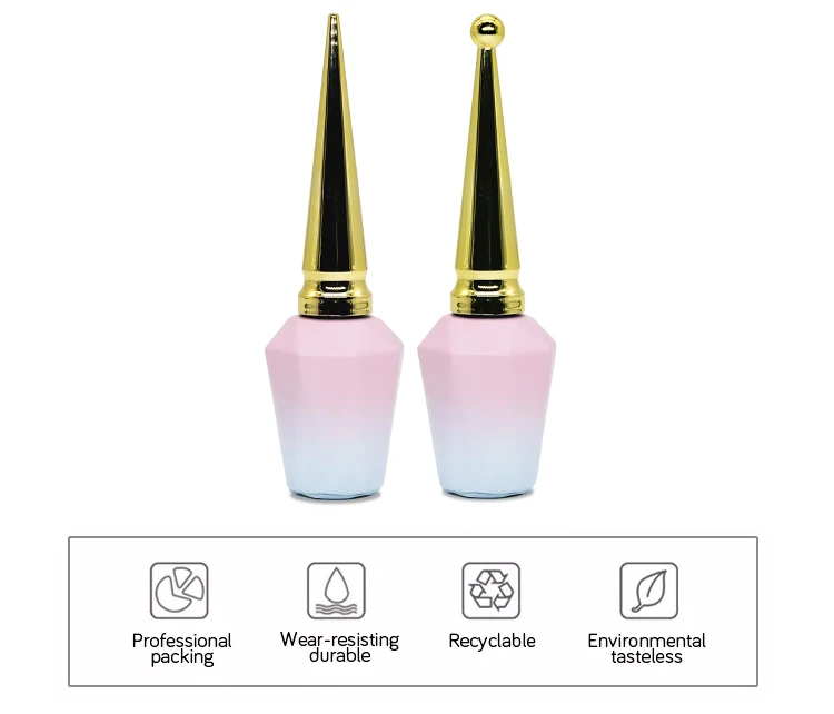 Empty 12ml 15ml Glass Nail Polish Bottle Black White Pink Blue Color