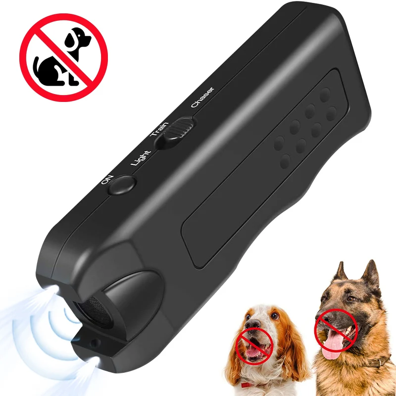 Portable Ultrasonic Dog Training Device Anti Barking Dog Chaser Repeller with LED Light Pet Dog Repeller