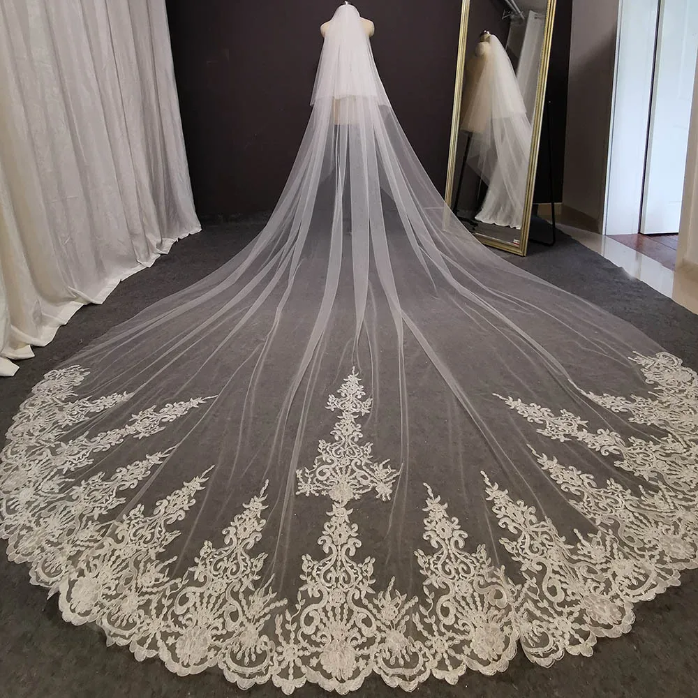 new one Layer 3M Lace Embroidery Edge applique cathedral length