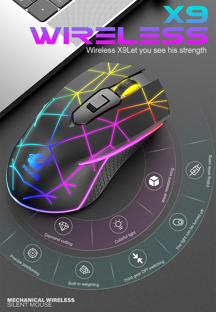 ZIYOU LANG 6 Keys Silent Click X9 Gaming Mouse - 2.4ghz Wireless