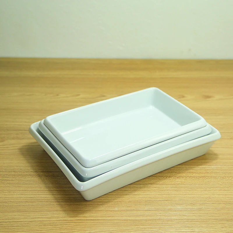 Wholesale Royal Steak Pasta Porcelain Ceramic Food White Flat Rectangle Deep Plate