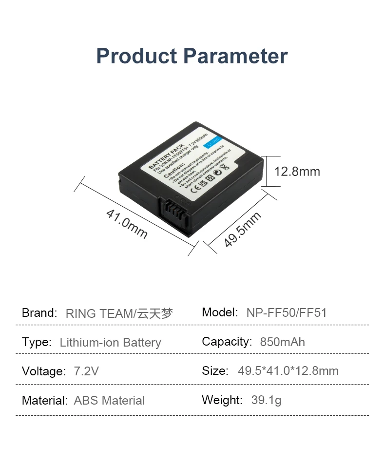 Replacement battery NP-FF50 NP-FF51 for Sony DCR-1P1E HC1000E DCR-IP210E Camera factory