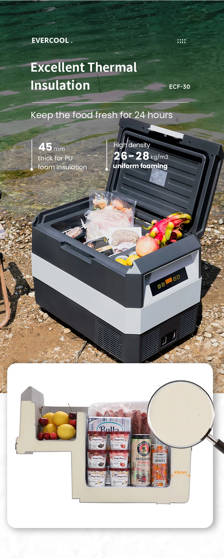 Evercool 30l Portable Cooling Box Camping Truck Yacht Caravan Rv 12v