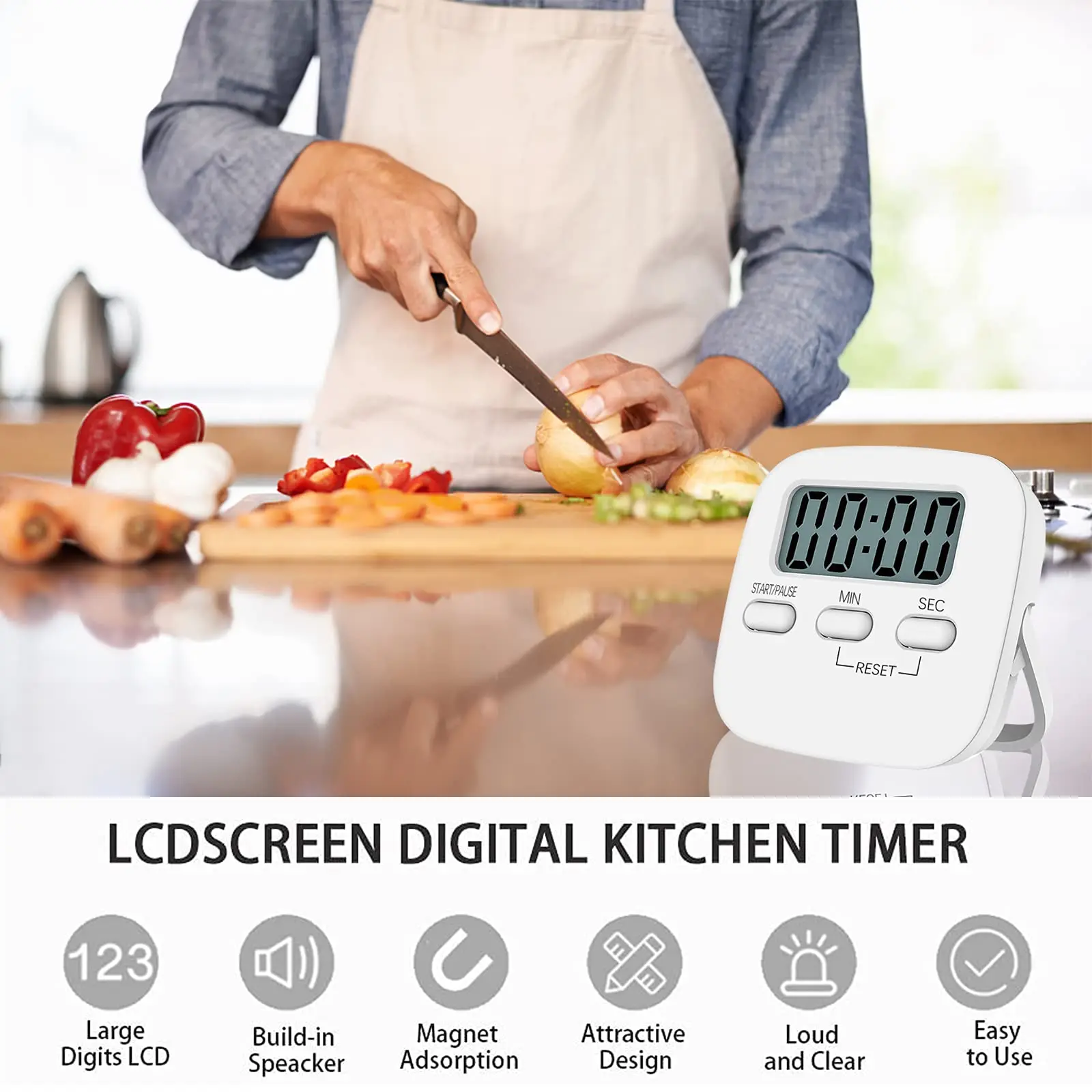 Digital Kitchen Timers Cooking Timer Strong Magnet Back for Cooking Baking Sports Games Office Digital Timers