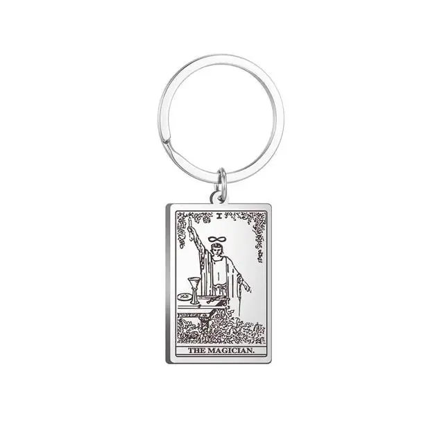 The Major Arcana Pendant Keychain First Set of Cards in the Tarot Oraculo Card Vintage Key Ring Stainless Steel Jewelry