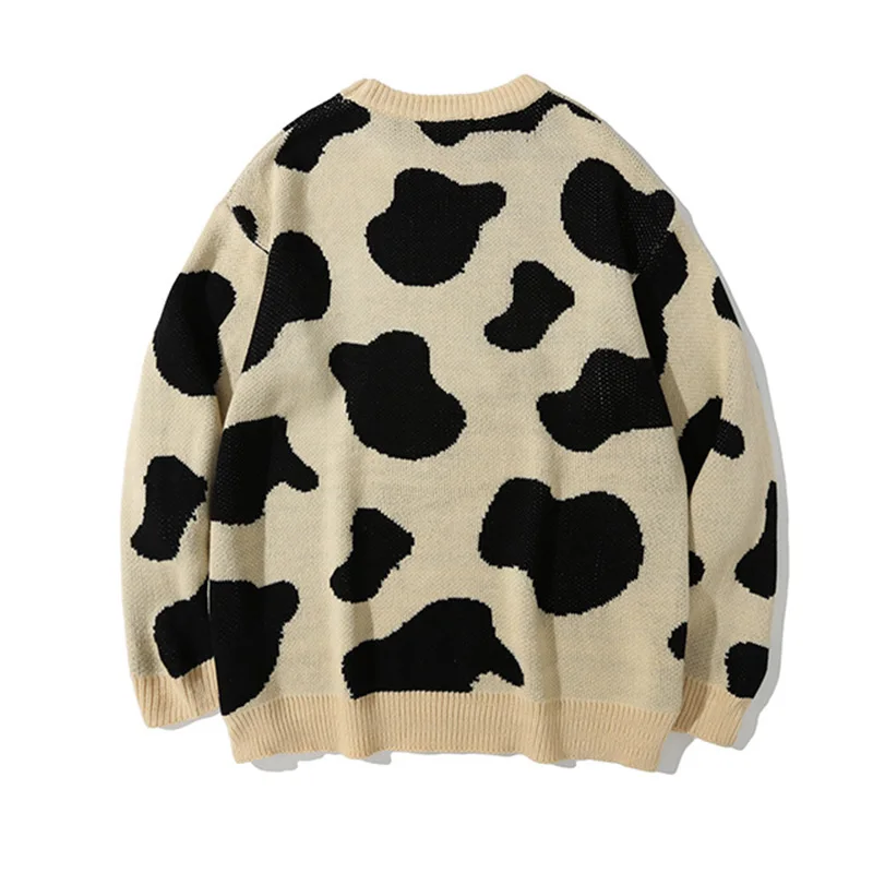 2024 Latest Design Men's Sweater Men's Sweater with Cow Jacquard Pattern Loose and Comfortable Pullover for Men