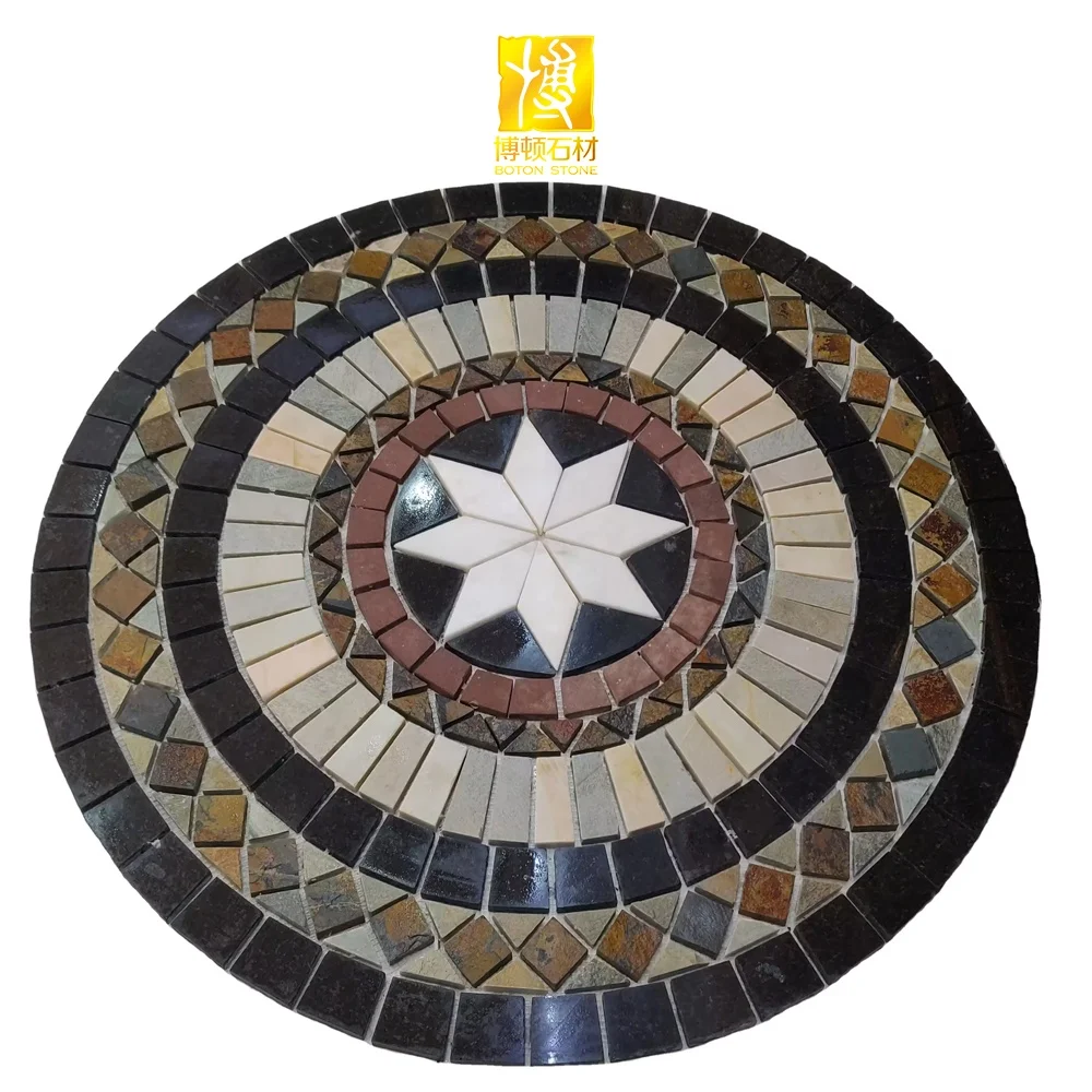 BOTON STONE Natural Stone Mixed Round Granite Pavers Circular Pattern  Medallion Compass Paving Stone, image size:1000x1000