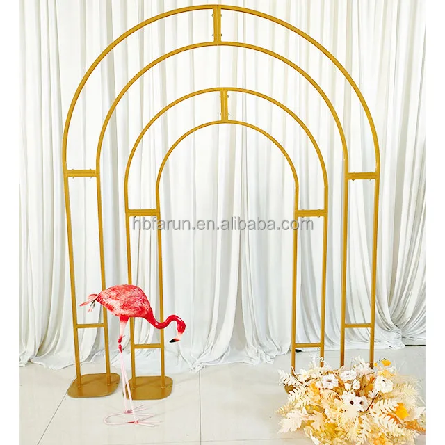 New Design Luxury Gold Metal Wedding Flowers Arch Stands Decorations