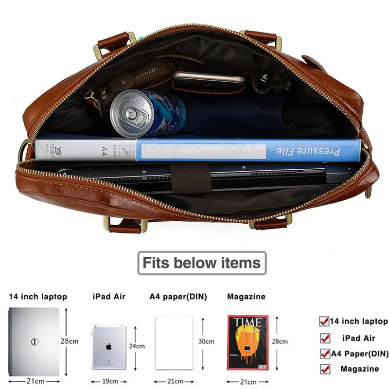 Tiding Handmade Custom Laptop Conference Bag Genuine Leather Maletines Waterproof Business Bag Briefcase for Man