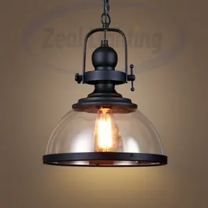 Vintage Chandelier Hotel Bar Kitchen Island Retro Industrial Style Iron Glass Pendant Light for Restaurant