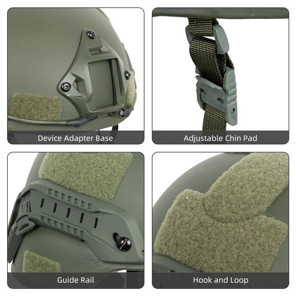 Aramid And Pe Mich Helmet With Rails New Upgrade Suspension Ear