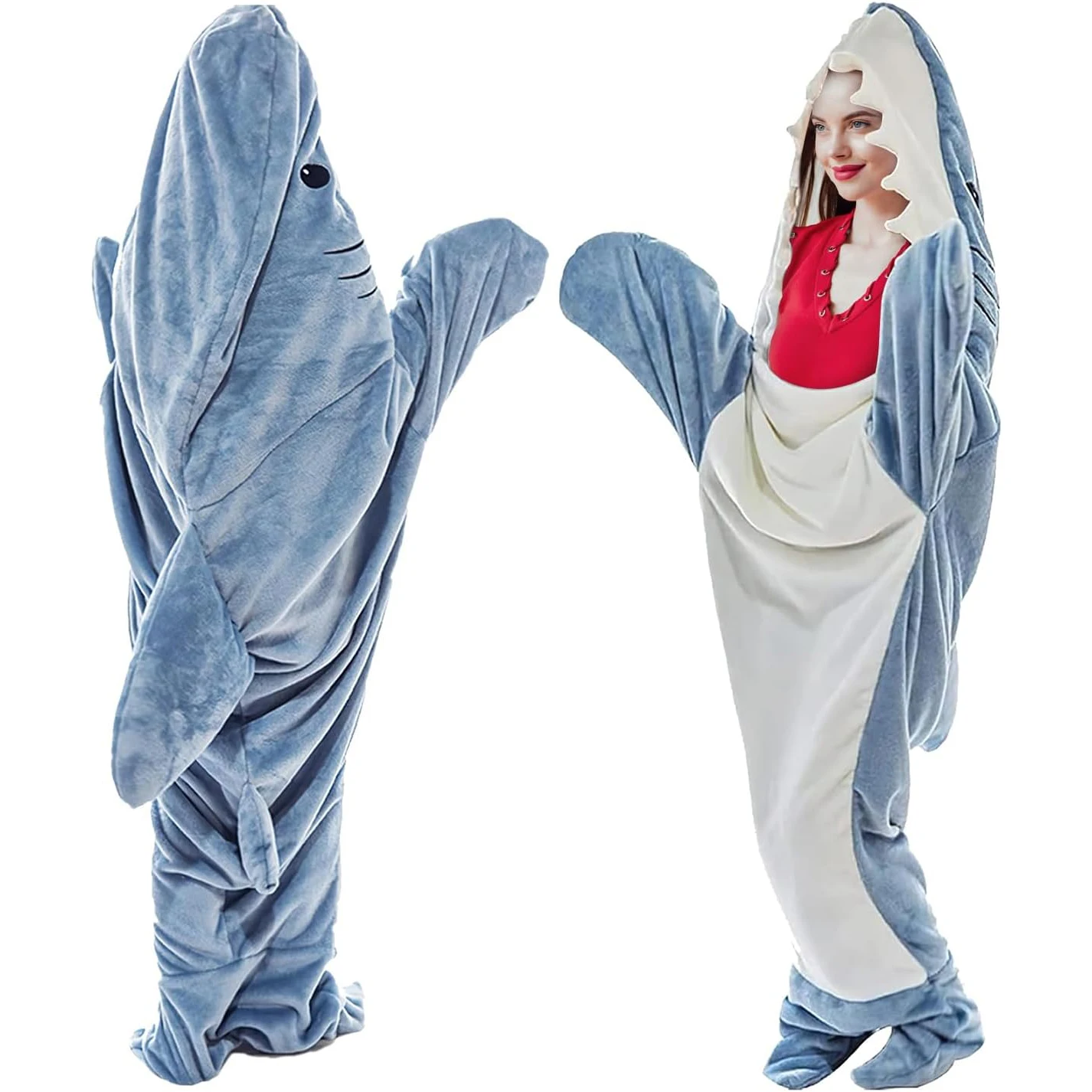 Shark Blanket For Adult Kids - Wearable Shark Blanket Hoodie,One-piece ...