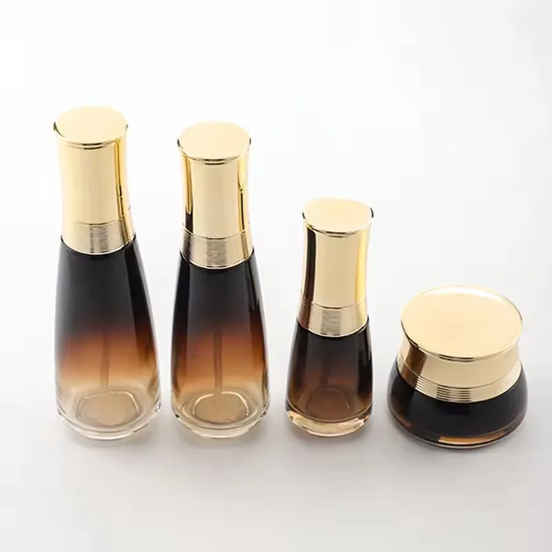 high-grade glass packaging set--- lotion toner cream serum set cosmetic set luxury skincare packaging pump supplier