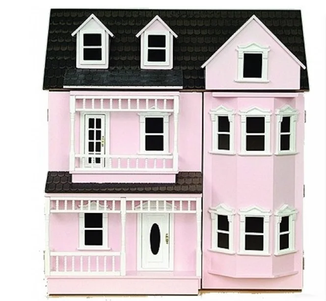 Dolls House Room Box with Bay Windows & Door For 1:12 Miniatures Flat Pack 