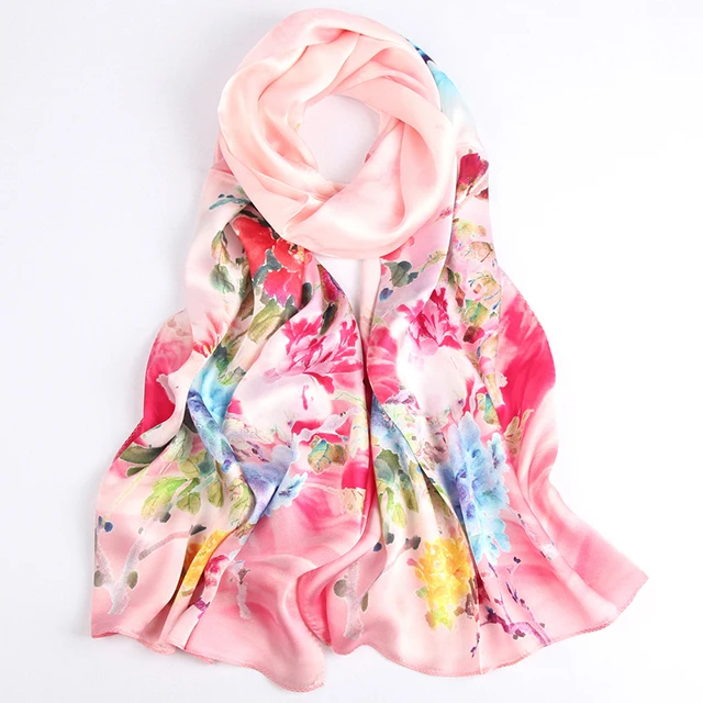 Hot Sale Custom  Silk Scarf Digital Printing Colorful Long 100% Pure Silk Twill Scarf for Lady