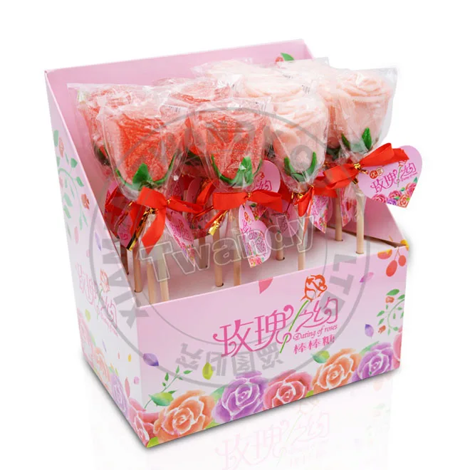 Halal 3d Rose Fluorescent Soft Jelly Gummy Lollipop