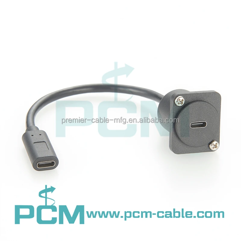 USB-C D Type Panel Mount Connector with 3ft Cable factory