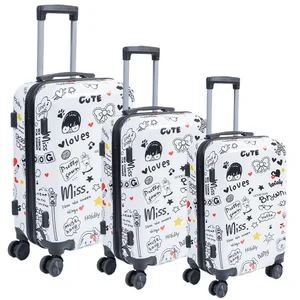 2026 Designer Luggage Sets  Wholesale Fashion Colorful Printing ABS+PC 20/24/28 Inch Business Travel Trolley Bags Luggage