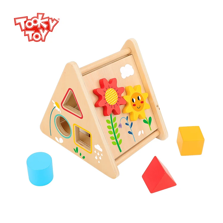 2022 New kids wooden toys Activity Triangle games cube educational toys for children