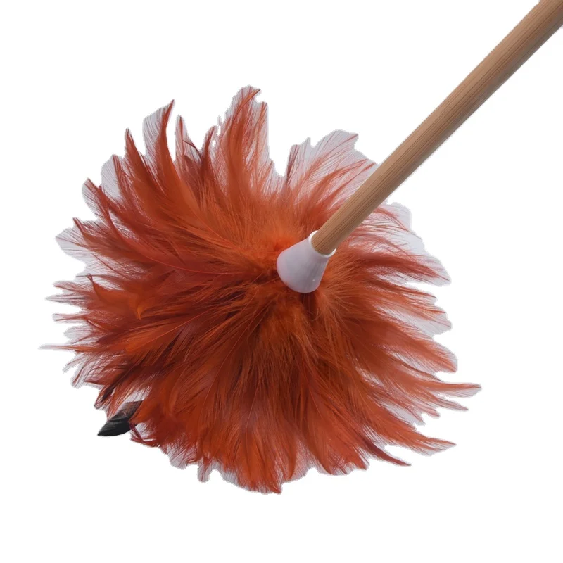 natural orange chicken feather duster home cleaning feather