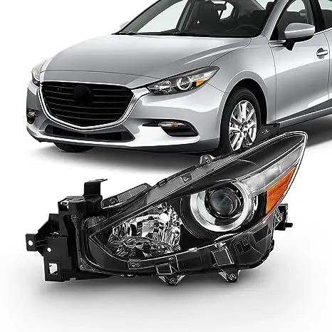 product black headlamp driver left side hatchback model halogen type projector headlight for 2017 2018 mazda 3 sedan-35