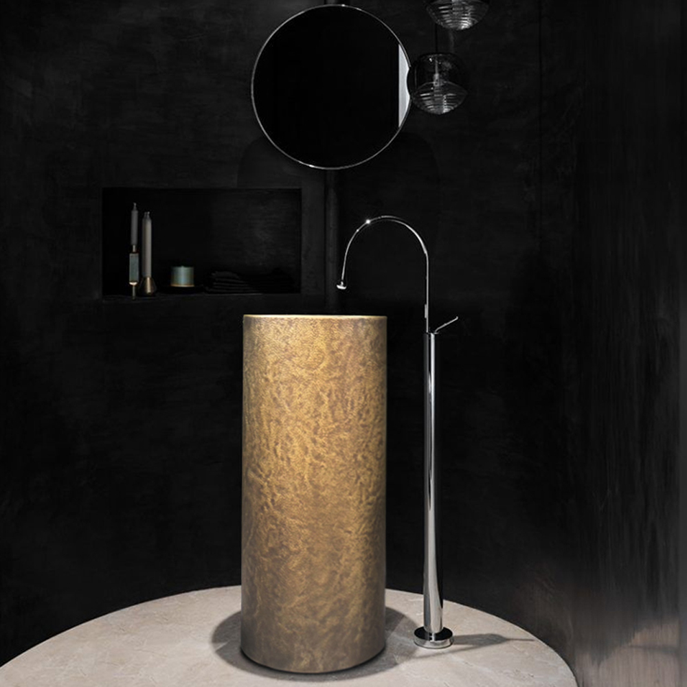 Luxury Design Copper Pedestal Sink Freestanding Metal For Hotel