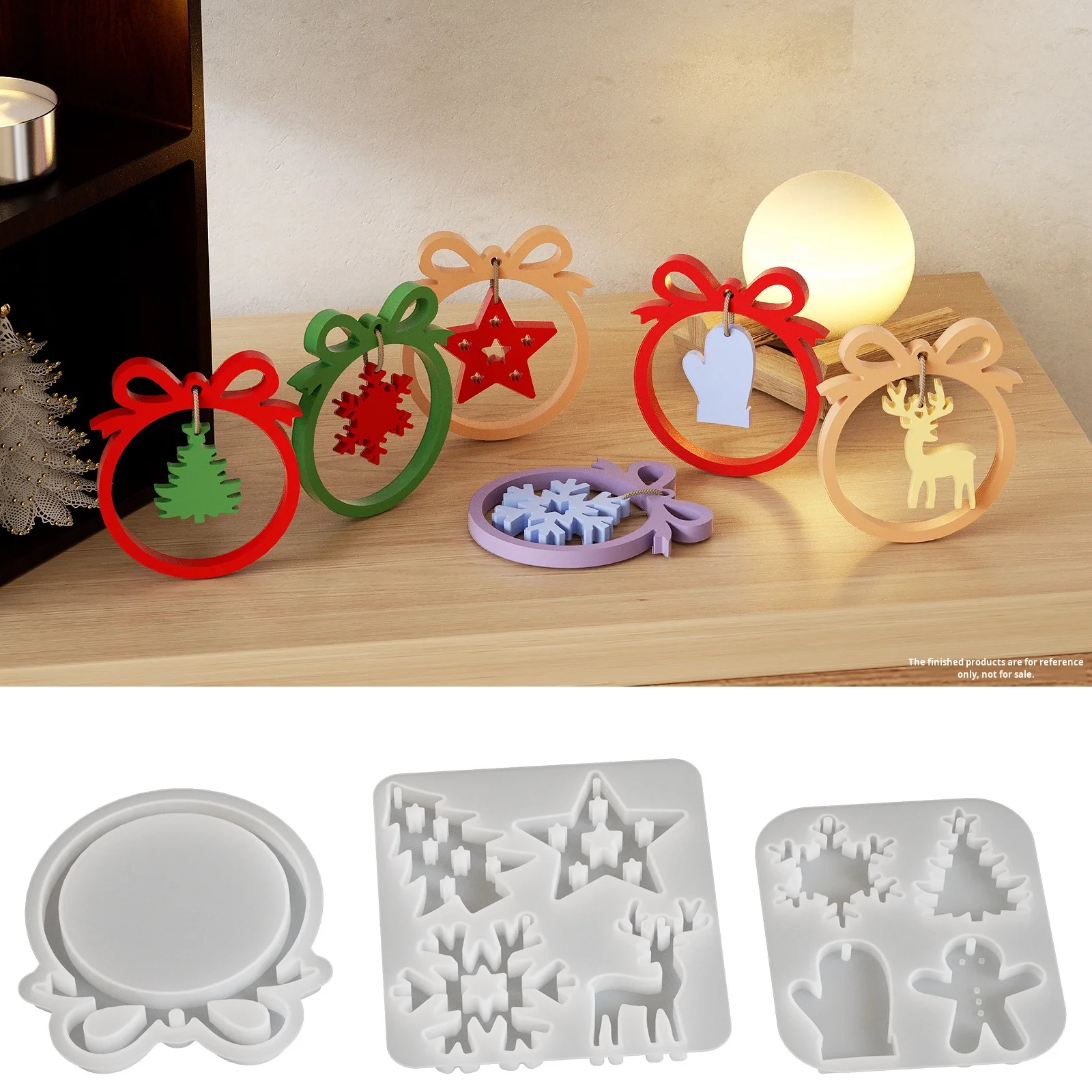DIY Christmas Series Pendant Silicone Mold Eco-Friendly Christmas Tree Reindeer Snowflake Snow Gloves Pendant Mold details